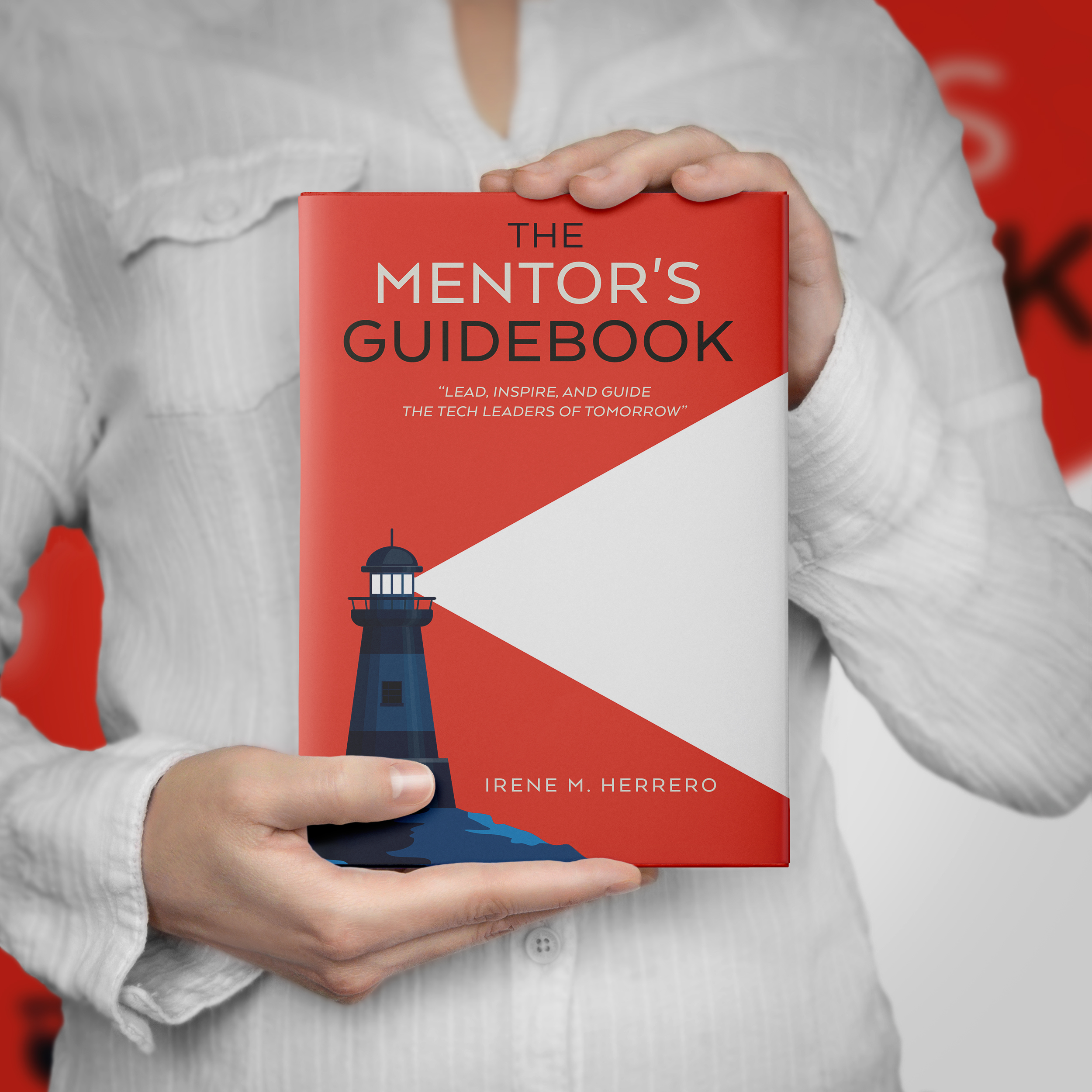 Hard cover with person mockup